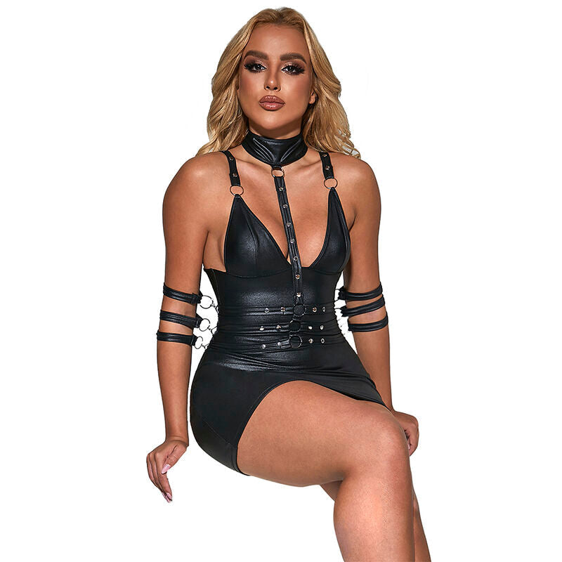 SUBBLIME - 954406 VESTIDO BONDAGE DE CUERO NEGRO S/M SUBBLIME DRESSES