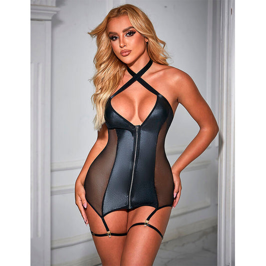 SUBBLIME - 954451 VESTIDO SEXY DE REJILLA CUERO NEGRO L/XL SUBBLIME DRESSES