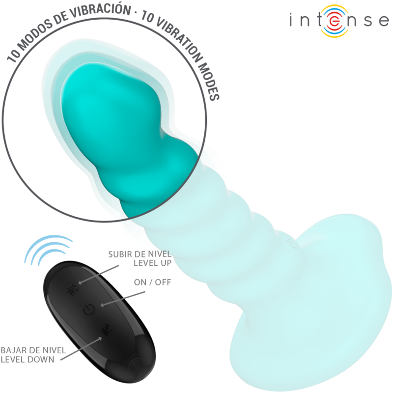INTENSE - BUFFY VIBRADOR TALLA S DISEÑO EN ESPIRAL 10 VIBRACIONES AZUL CONTROL REMOTO INTENSE FUN