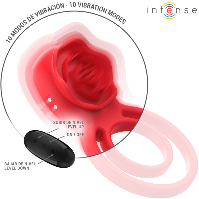 INTENSE - GAIL ROSA ESTIMULADORA 10 VIBRACIONES ROJO CONTROL REMOTO INTENSE FUN
