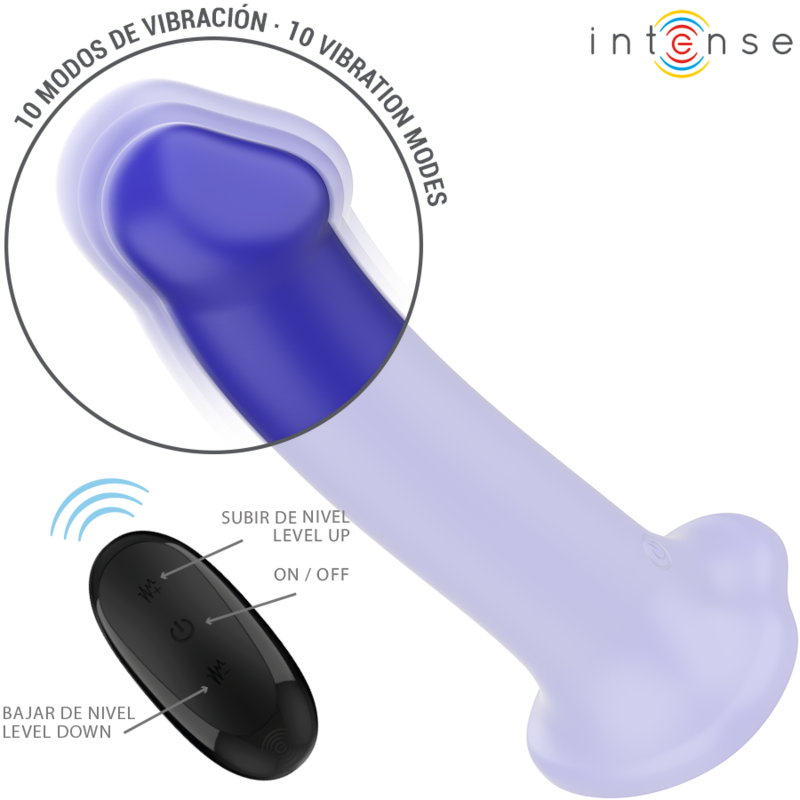 INTENSE - VICTORIA VIBRADOR CON VENTOSA 10 VIBRACIONES AZUL OSCURO CONTROL REMOTO INTENSE FUN