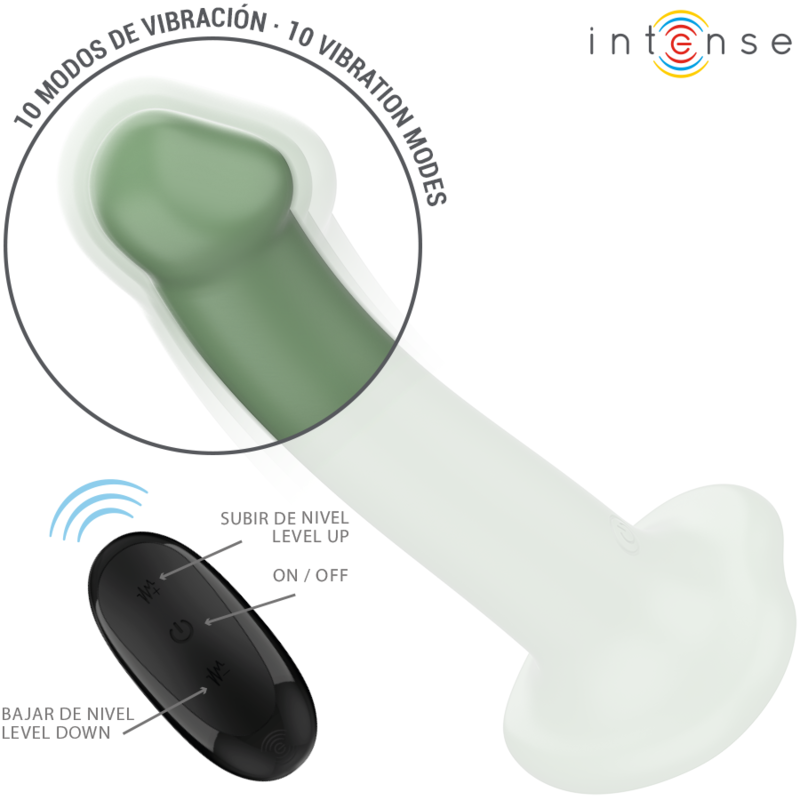 INTENSE - BECCA VIBRADOR CON VENTOSA 10 VIBRACIONES VERDE CONTROL REMOTO INTENSE FUN