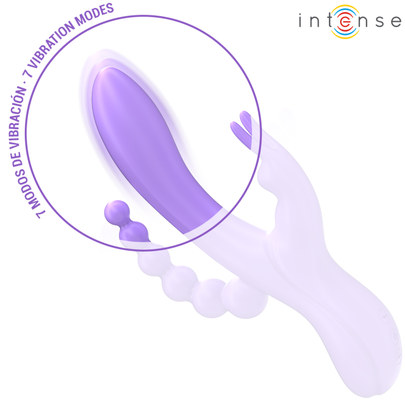 INTENSE - MIKO TRIPLE VIBRADOR RABBIT &#38; ESTIMULADOR &#38; ANAL 7 VIBRACIONES MORADO INTENSE FUN