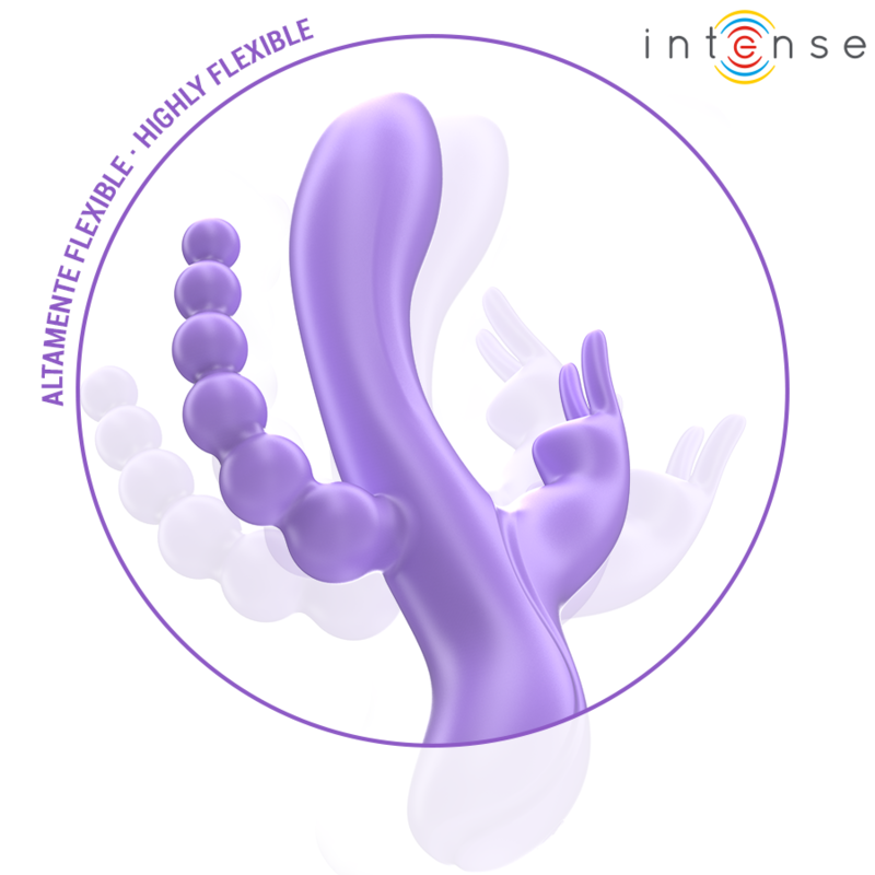 INTENSE - MIKO TRIPLE VIBRADOR RABBIT &#38; ESTIMULADOR &#38; ANAL 7 VIBRACIONES MORADO INTENSE FUN