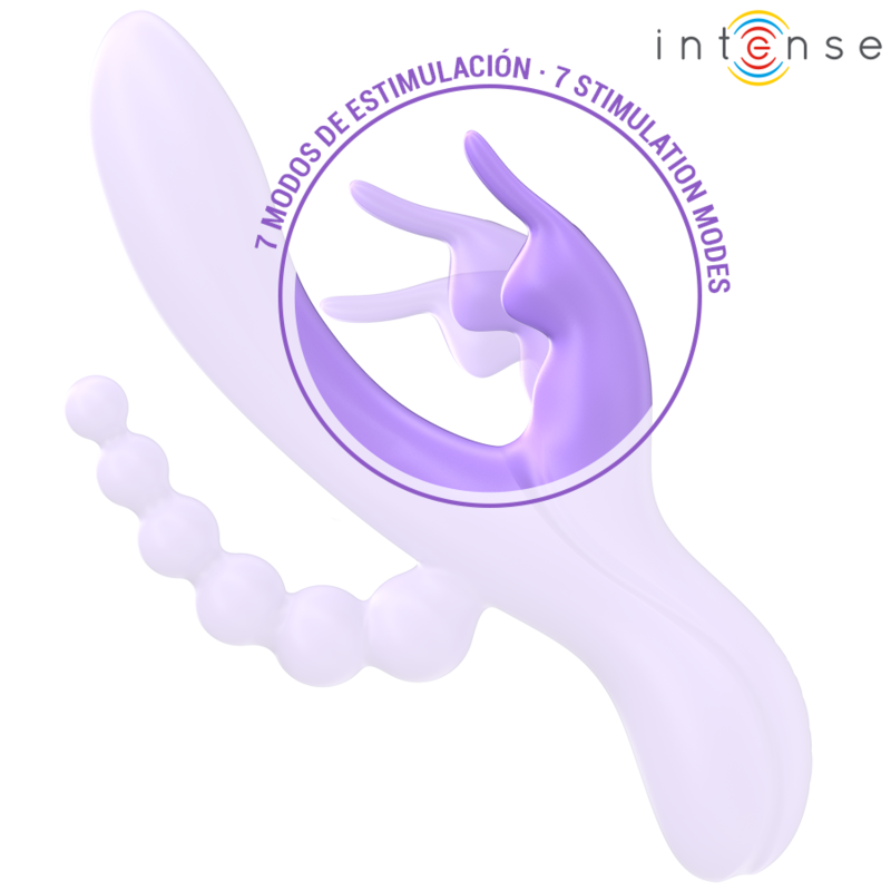 INTENSE - MIKO TRIPLE VIBRADOR RABBIT &#38; ESTIMULADOR &#38; ANAL 7 VIBRACIONES MORADO INTENSE FUN
