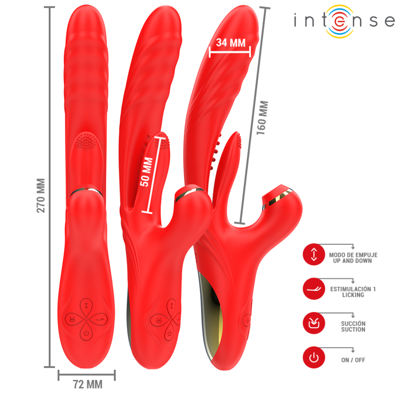 INTENSE - KAROL VIBRADOR MULTIFUNCIÓN EMPUJE & ESTIMULACIÓN & SUCCIÓN ROJO INTENSE FUN