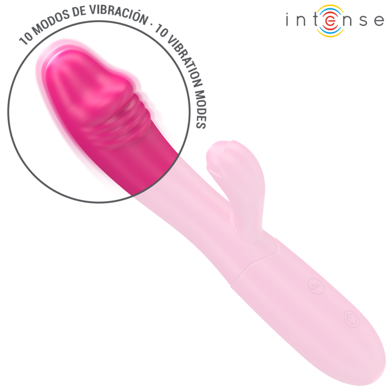 INTENSE - IVY VIBRADOR FLEXIBLE 10 VIBRACIONES CON LENGUA ESTIMULADORA ROSA INTENSE FUN