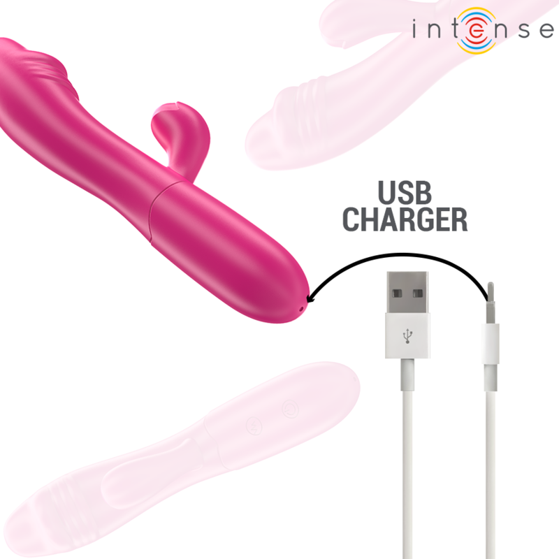 INTENSE - IVY VIBRADOR FLEXIBLE 10 VIBRACIONES CON LENGUA ESTIMULADORA ROSA INTENSE FUN
