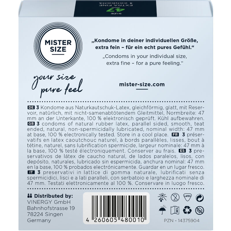 MISTER SIZE - PRESERVATIVOS TALLA XS 47 MM (3 UNIDADES) MISTER SIZE