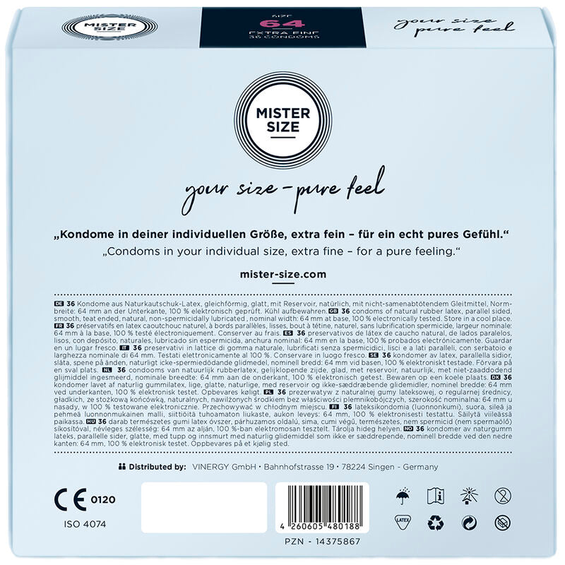 MISTER SIZE - PRESERVATIVOS TALLA XXL 64 MM (36 UNIDADES) MISTER SIZE