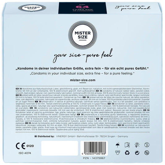 MISTER SIZE - PRESERVATIVOS TALLA XXL 64 MM (36 UNIDADES) MISTER SIZE