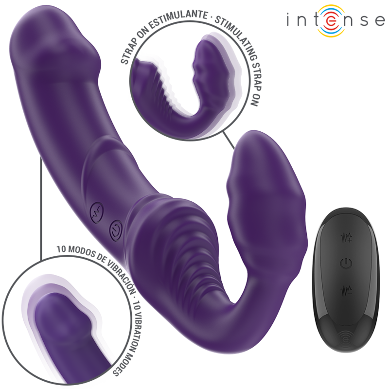 INTENSE - JILL VIBRADOR DOBLE 20 CM VIOLETA CONTROL REMOTO INTENSE FUN