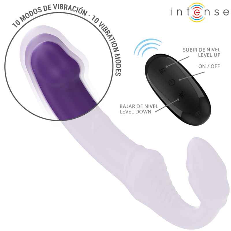 INTENSE - JILL VIBRADOR DOBLE 20 CM VIOLETA CONTROL REMOTO INTENSE FUN