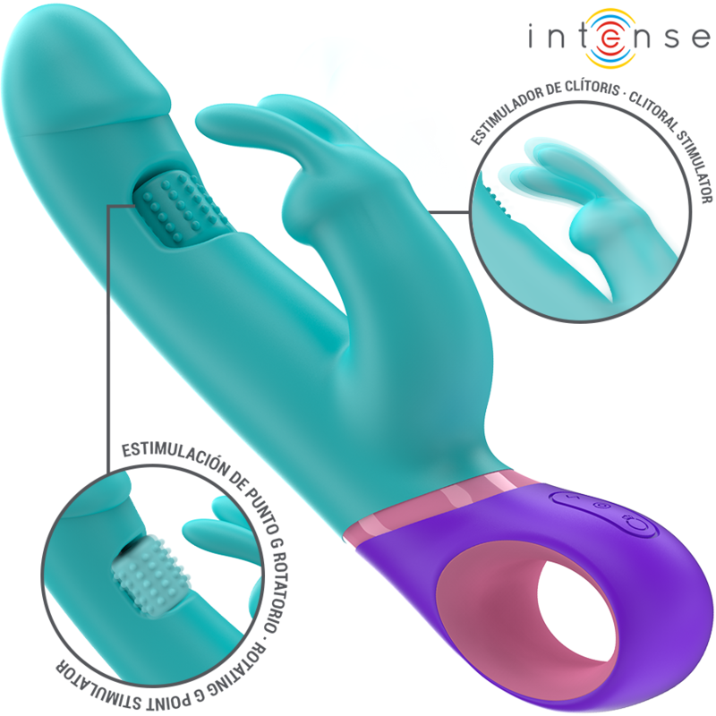 INTENSE - MÓNICA VIBRADOR RABBIT CON ESTIMULADOR ROTATORIO DEL PUNTO G AZUL INTENSE FUN