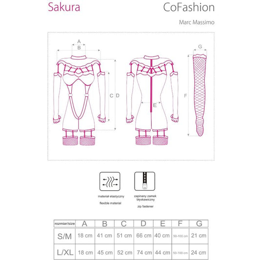 LIVCO CORSETTI FASHION - SAKURA CF 90357 MONO + GUANTES LARGOS + LIGUEROS NEGRO S/M LIVCO CORSETTI SETS