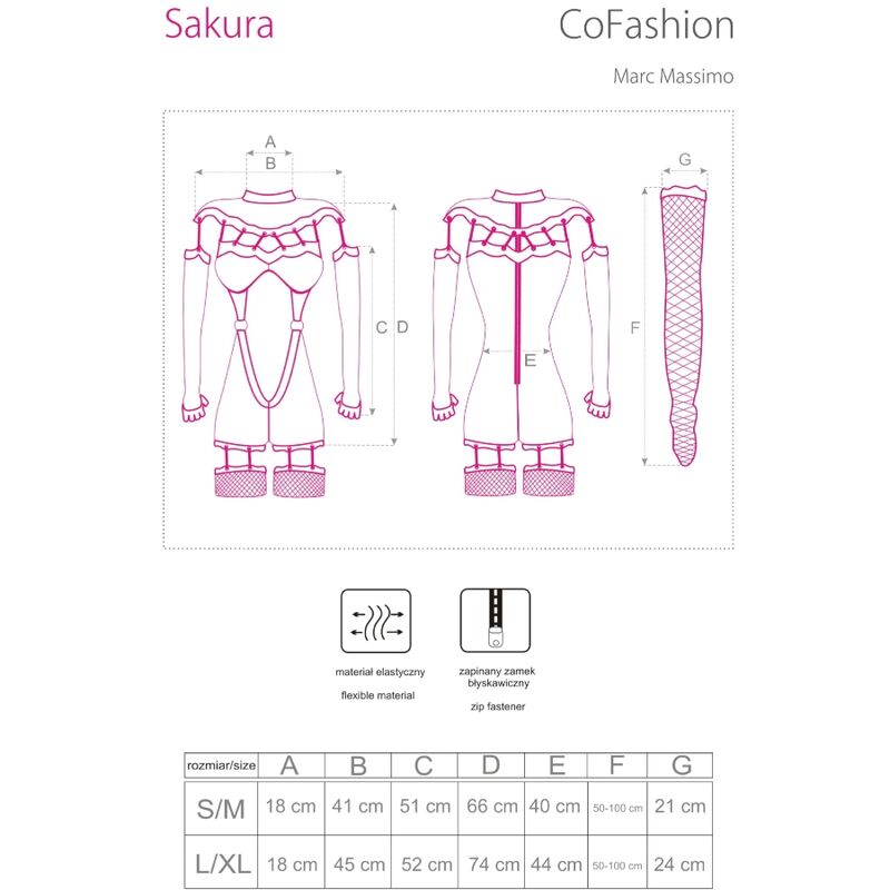 LIVCO CORSETTI FASHION - SAKURA CF 90357 MONO + GUANTES LARGOS + LIGUEROS NEGRO L/XL LIVCO CORSETTI SETS
