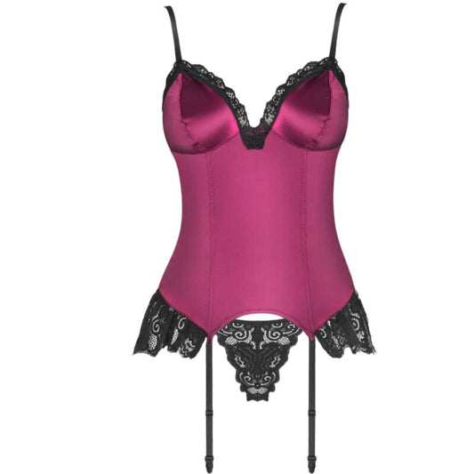 LIVCO CORSETTI FASHION - AGRAFENA CF 90436 CORSET + TANGA BURDEOS S/M LIVCO CORSETTI SETS
