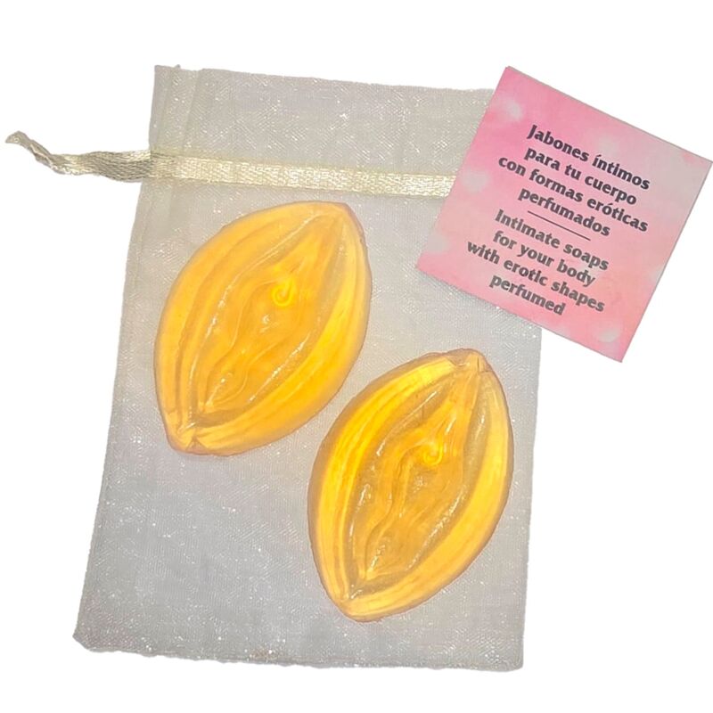 DIABLO PICANTE - 2 JABONES PERFUMADOS FORMA VAGINA AMARILLO DIABLO PICANTE