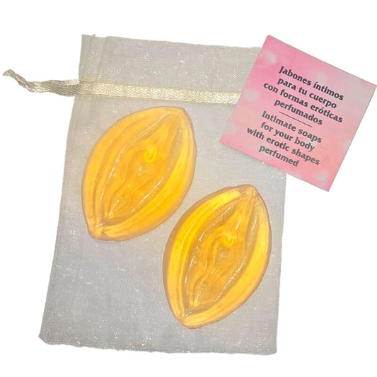 DIABLO PICANTE - 2 JABONES PERFUMADOS FORMA VAGINA AMARILLO DIABLO PICANTE