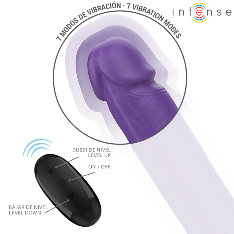 INTENSE - GUNTER DILDO DOBLE VIBRADOR 40 CM MORADO CONTROL REMOTO INTENSE FUN