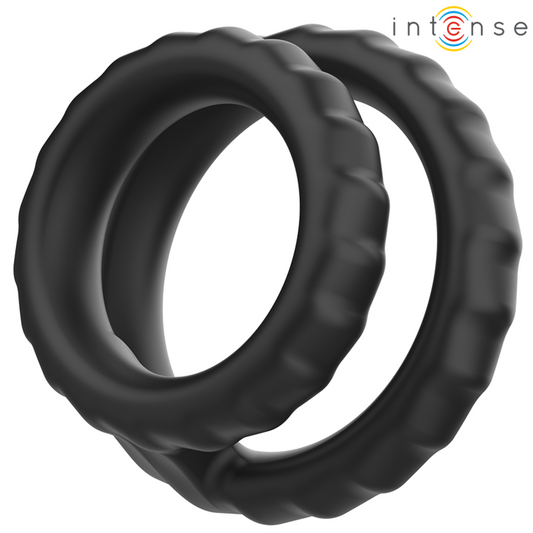 INTENSE - DEWEY ANILLO DOBLE PARA PENE SILICONA NEGRO MODELO 2 INTENSE COUPLES TOYS