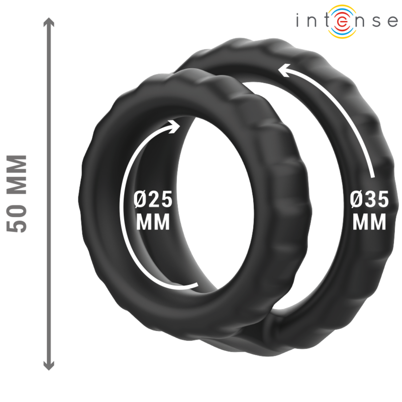 INTENSE - DEWEY ANILLO DOBLE PARA PENE SILICONA NEGRO MODELO 2 INTENSE COUPLES TOYS