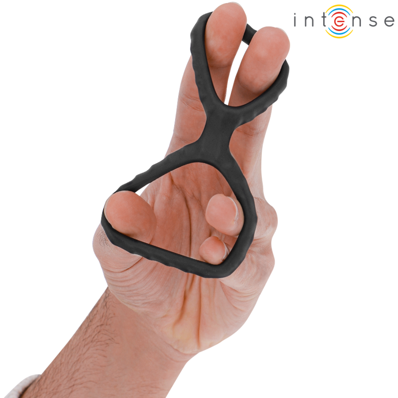 INTENSE - DEWEY ANILLO DOBLE PARA PENE SILICONA NEGRO MODELO 2 INTENSE COUPLES TOYS