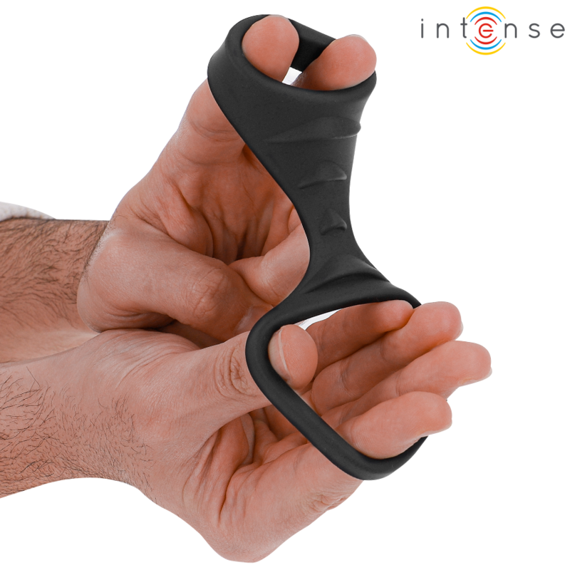 INTENSE - THEO ANILLO DOBLE PARA PENE SILICONA NEGRO MODELO 3 INTENSE COUPLES TOYS