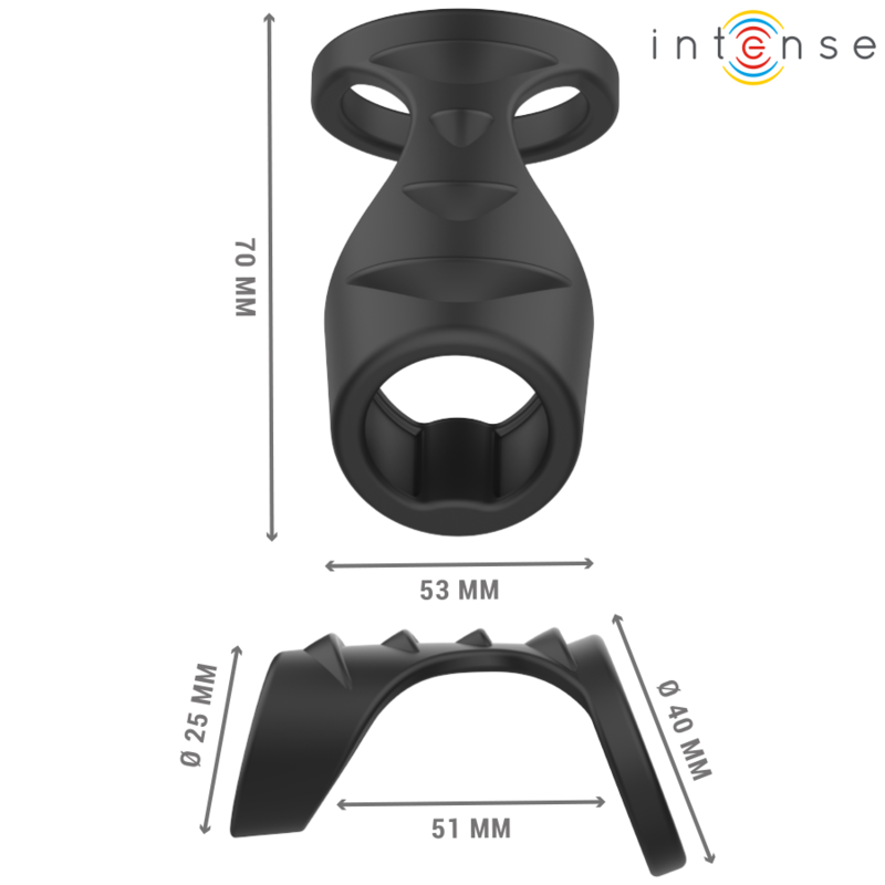 INTENSE - THEO ANILLO DOBLE PARA PENE SILICONA NEGRO MODELO 3 INTENSE COUPLES TOYS
