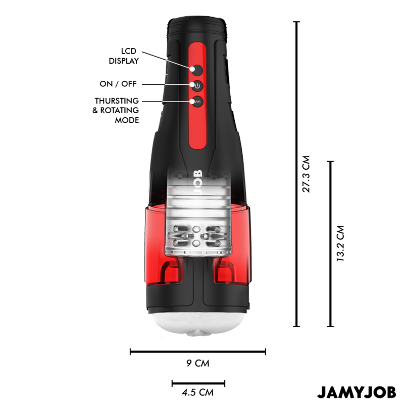 JAMYJOB - CYCLONE MASTURBADOR VAGINA AUTOMÁTICO 10 MODOS ROTACIÓN Y EMPUJE JAMYJOB