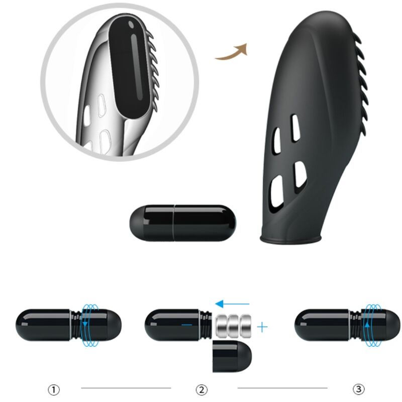 PRETTY LOVE - GILO VIBRADOR DE DEDO SILICONA NEGRO PRETTY LOVE