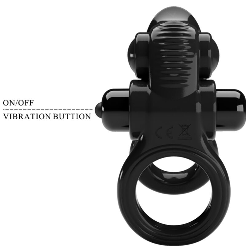 PRETTY LOVE - PASSIONATE RING DOBLE ANILLO VIBRADOR + ESTIMULADOR CLÍTORIS NEGRO PRETTY LOVE