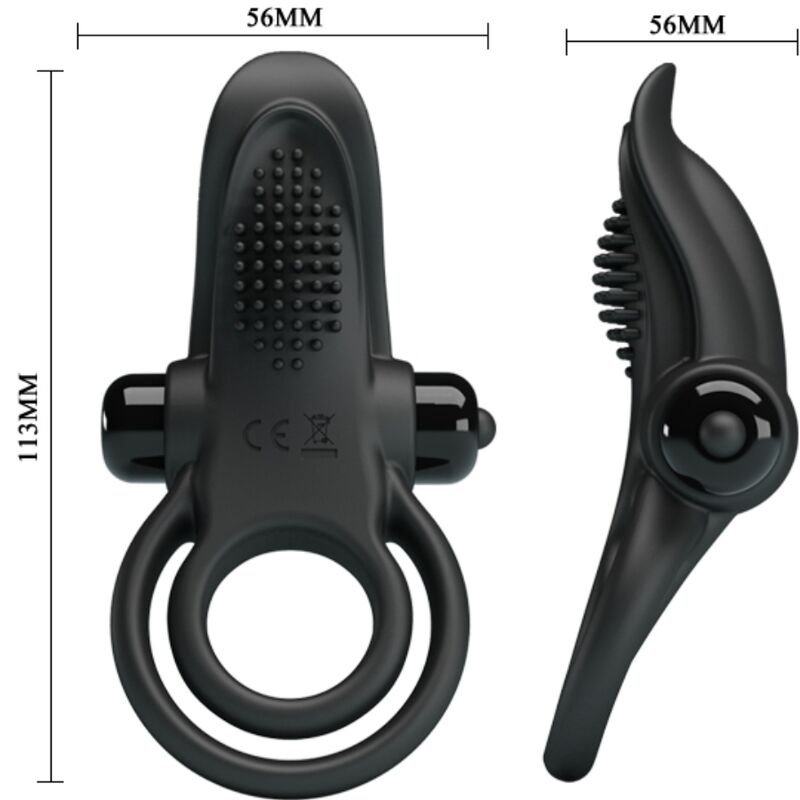 PRETTY LOVE - DOBLE ANILLO VIBRADOR + ESTIMULADOR CLÍTORIS 10 VIBRACIONES NEGRO PRETTY LOVE