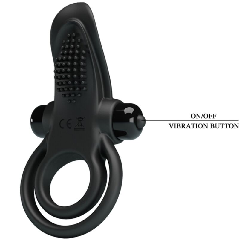 PRETTY LOVE - DOBLE ANILLO VIBRADOR + ESTIMULADOR CLÍTORIS 10 VIBRACIONES NEGRO PRETTY LOVE