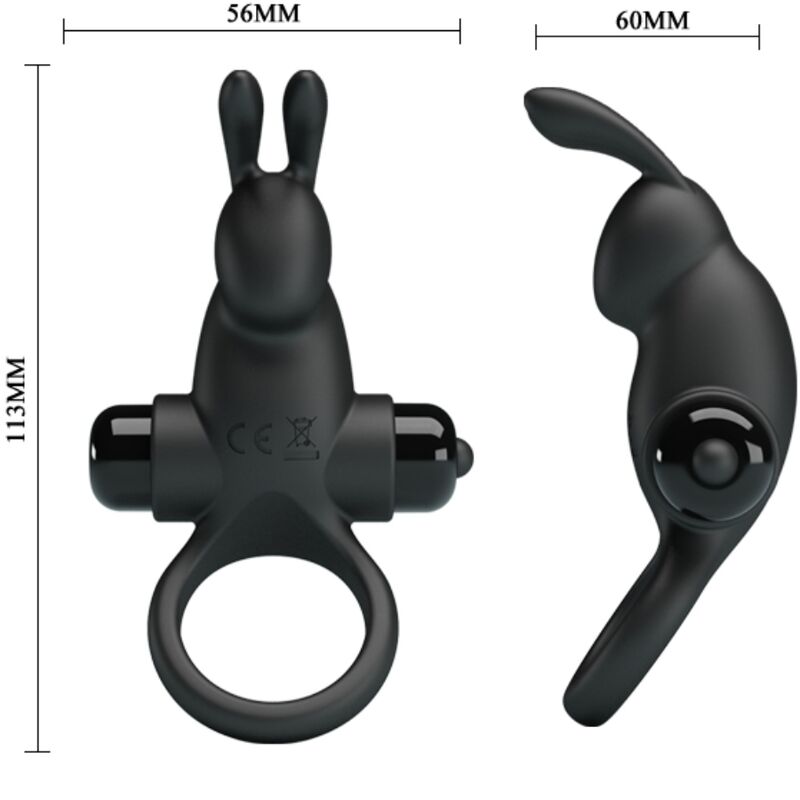 PRETTY LOVE - ANILLO VIBRADOR + ESTIMULADOR RABBIT CLÍTORIS 10 VIBRACIONES NEGRO PRETTY LOVE