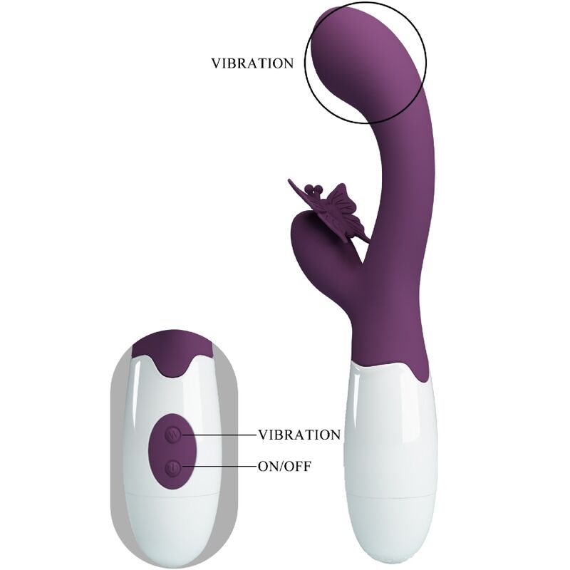 PRETTY LOVE - BUTTERFLY KISS VIBRADOR RABBIT & ESTIMULADOR PUNTO G MORADO PRETTY LOVE FLIRTATION