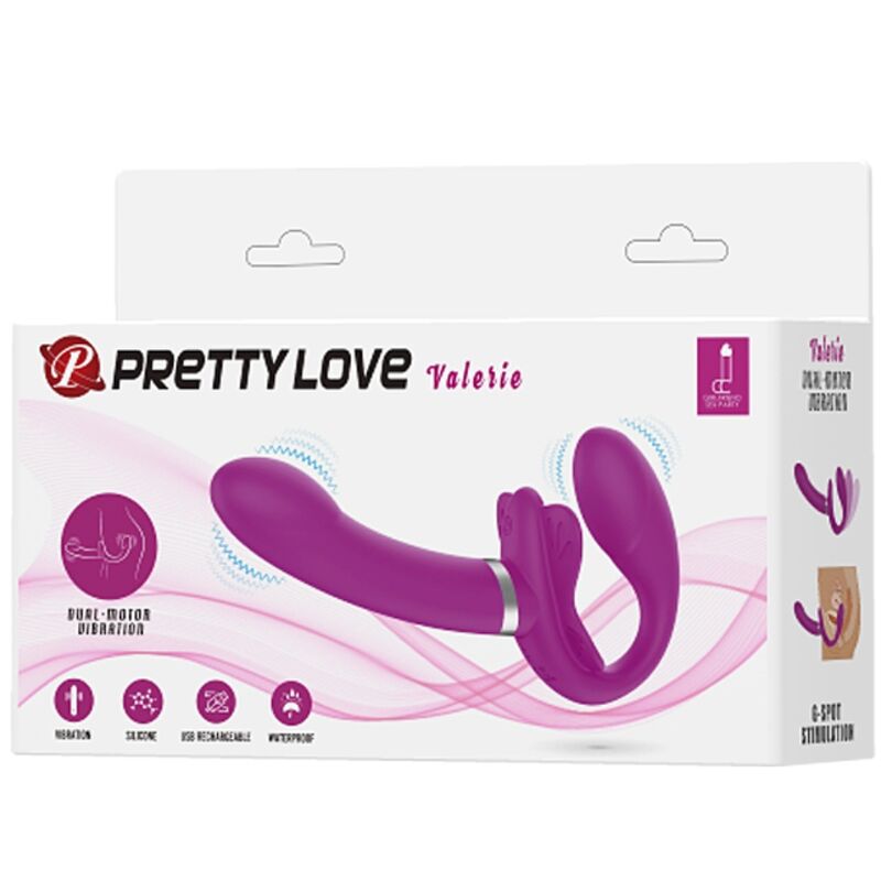 PRETTY LOVE - VALERIE VIBRADOR DOBLE STRAP-ON 12 VIBRACIONES MORADO PRETTY LOVE