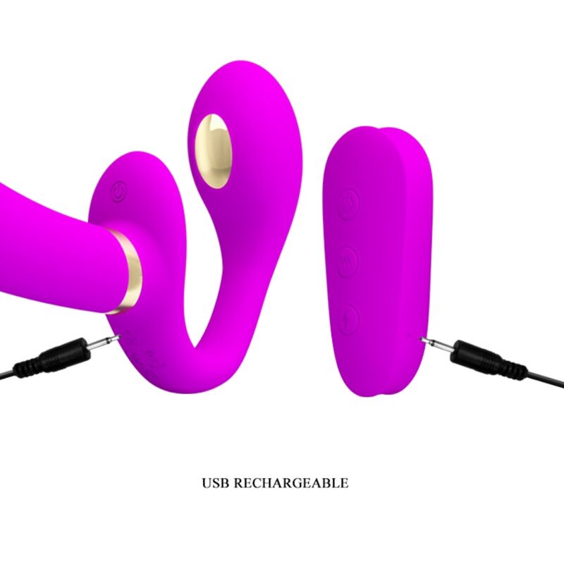 PRETTY LOVE - THUNDERBIRD VIBRADOR DOBLE STRAP-ON CONTROL REMOTO MORADO PRETTY LOVE