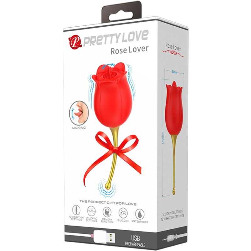 PRETTY LOVE - ROSE LOVER ROSA ESTIMULADORA DE CLÍTORIS 12 VIBRACIONES ROJO PRETTY LOVE