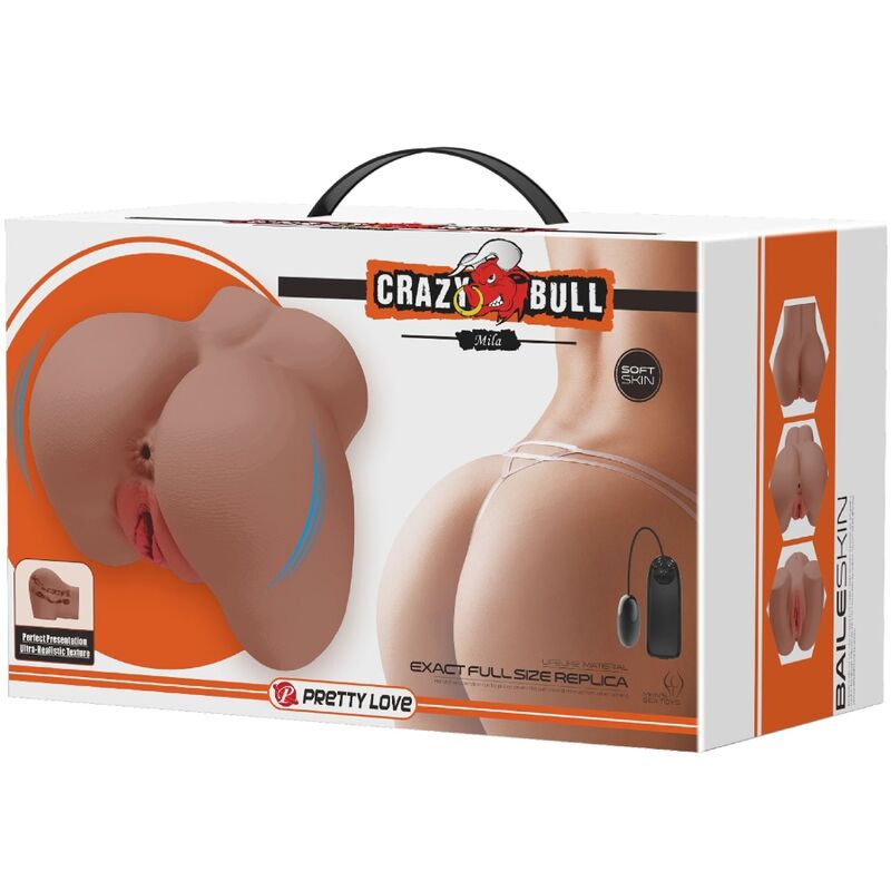 CRAZY BULL - MILA TRASERO VIBRADOR CON VAGINA Y ANO REALÍSTICO NATURAL CONTROL REMOTO CRAZY BULL
