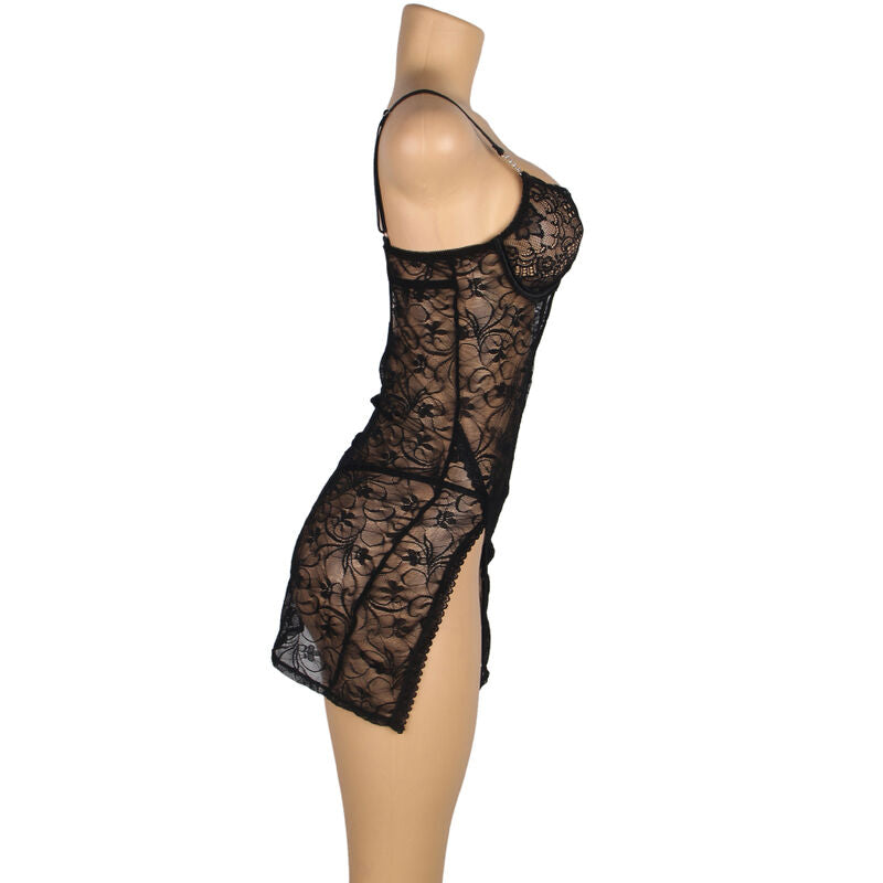 SUBBLIME - 954185 BABYDOLL DE ENCAJE CON TIRANTES AJUSTABLES NEGRO S/M SUBBLIME BABYDOLLS
