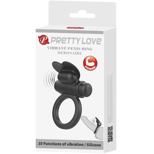 PRETTY LOVE - DEBONAIRE ANILLO VIBRADOR CONEJO 10 VIBRACIONES NEGRO PRETTY LOVE