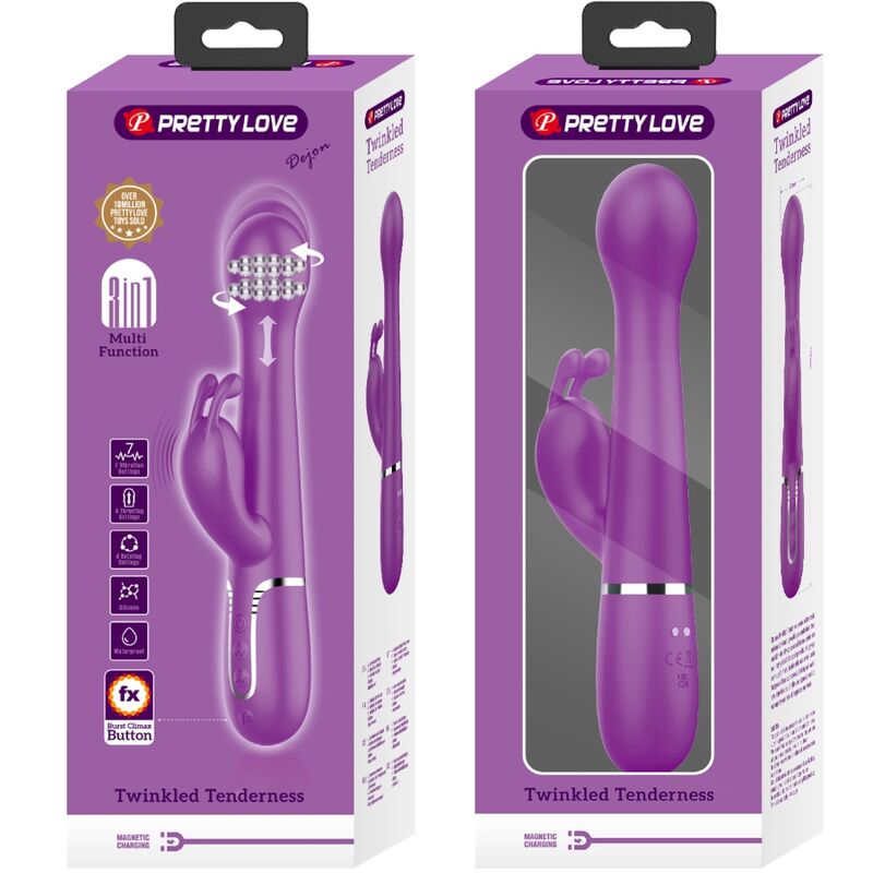 PRETTY LOVE - DEJON VIBRADOR RABBIT MULTIFUNCIÓN 3 EN 1 MORADO PRETTY LOVE