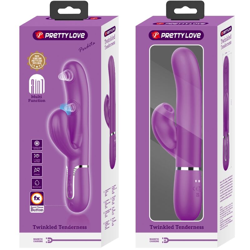 PRETTY LOVE - PERLITA VIBRADOR RABBIT MULTIFUNCIÓN 3 EN 1 MORADO PRETTY LOVE
