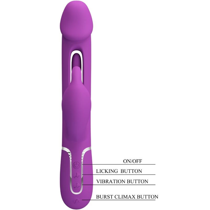 PRETTY LOVE - KAMPAS VIBRADOR RABBIT MULTIFUNCIÓN 3 EN 1 MORADO PRETTY LOVE