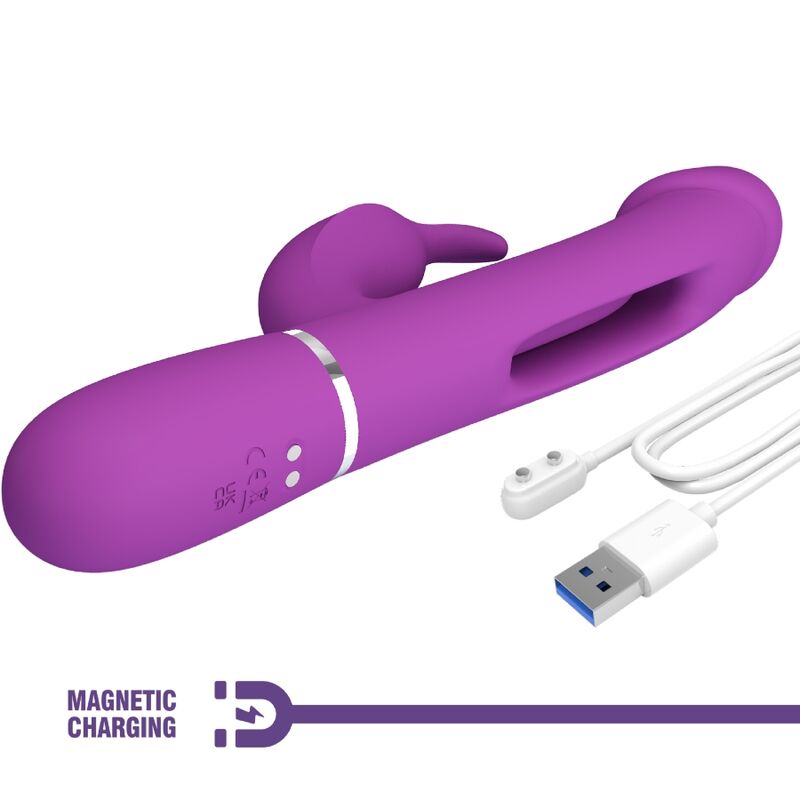 PRETTY LOVE - KAMPAS VIBRADOR RABBIT MULTIFUNCIÓN 3 EN 1 MORADO PRETTY LOVE