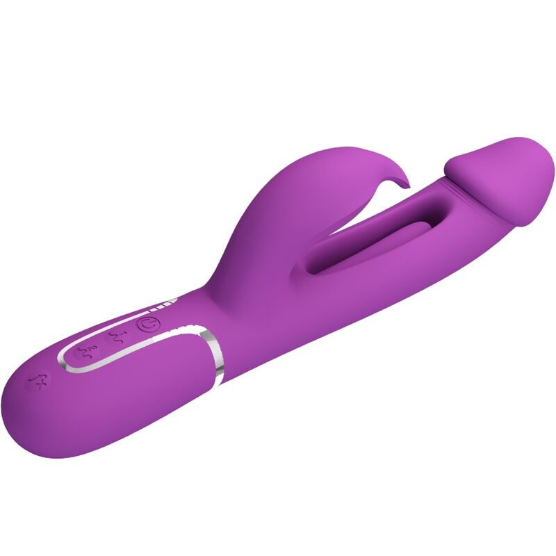 PRETTY LOVE - KAMPAS VIBRADOR RABBIT MULTIFUNCIÓN 3 EN 1 MORADO PRETTY LOVE