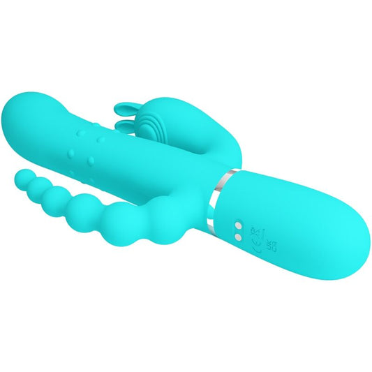 PRETTY LOVE - CAMMY TRIPLE VIBRADOR RABBIT MULTIFUNCIÓN 4 EN 1 AZUL PRETTY LOVE