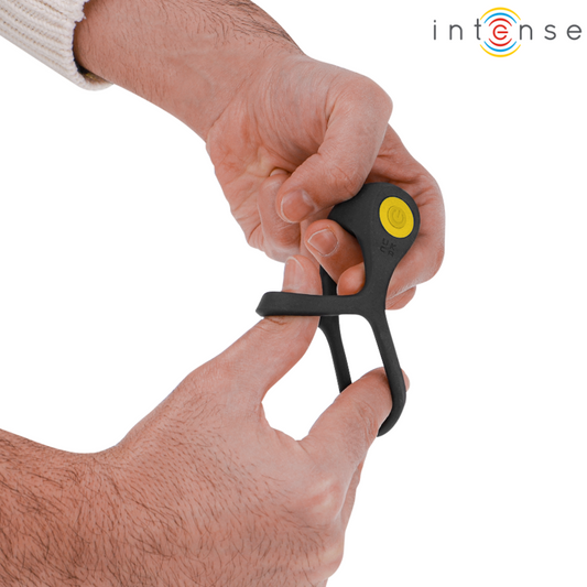 INTENSE - ALEX ANILLO DOBLE VIBRADOR PENE 10 VIBRACIONES NEGRO INTENSE COUPLES TOYS
