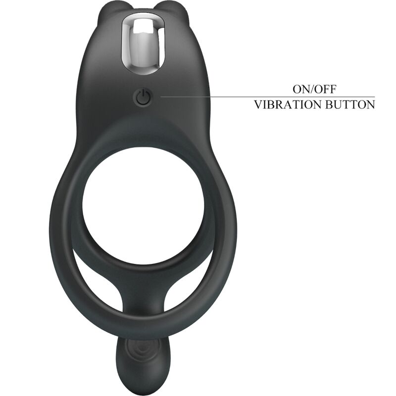 PRETTY LOVE - SETH DOBLE ANILLO VIBRADOR RABBIT 7 VIBRACIONES NEGRO PRETTY LOVE